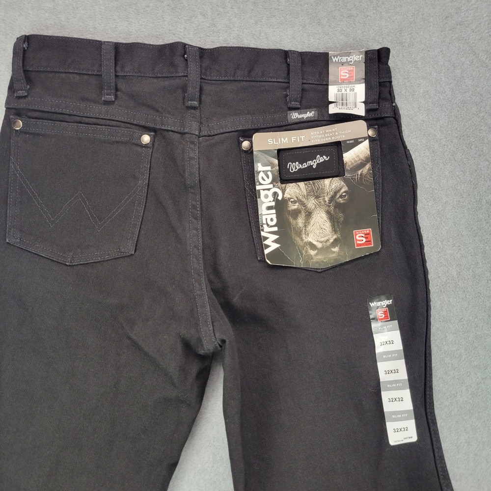 Wrangler Slim Fit Jeans Mens 32x32 Black Silver Edition 933SEWK‎ Straight Leg - Picture 3 of 10